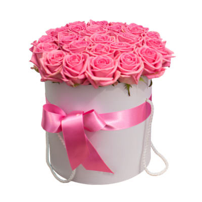 Цветы в коробке «Розовые Розы»